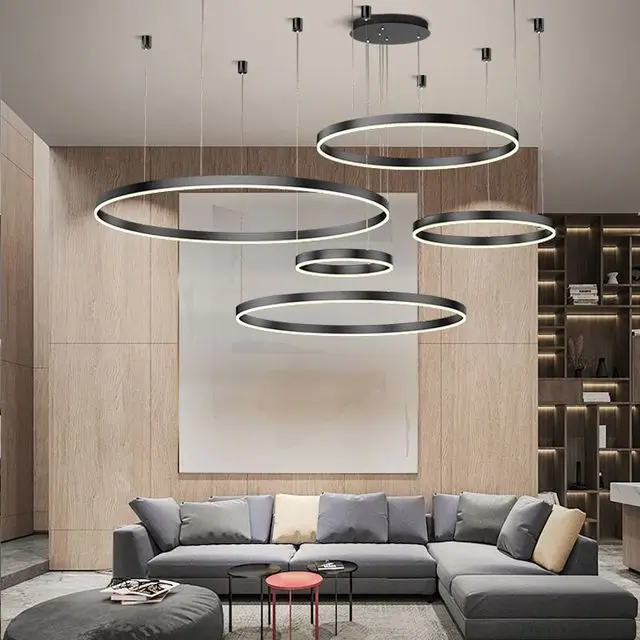 vintage chandelier Modern Led Ceiling Chandelier Indoor Lighting Brushed Rings  Mounted Chandelier For Living room Dining room Kitchen Bedroom Lamp flush mount chandelier Chandeliers