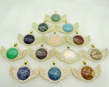 

2020 new 8PC Natural Stone Quartz Crystal Brazil Opal aventurine Round Shaped Pendant Diy Jewelry Making necklace for woman man