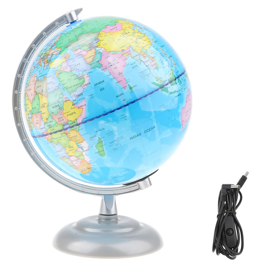 World Map Globe LED Light Home Office Desk Table Decoration Kids Adults Learning Toys