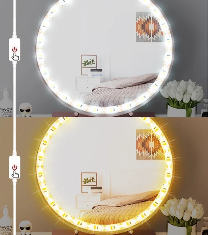 Светодиодный светильник-зеркало для макияжа, голливудский туалетный светильник s USB с регулируемой яркостью, туалетный столик, косметический светодиодный светильник, лампа