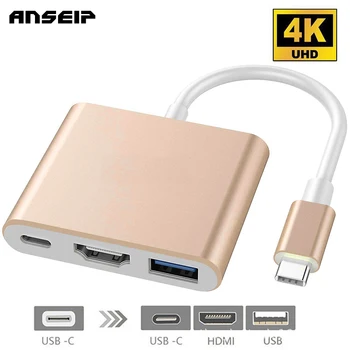 

ANSEIP Usb c HDMI Type c Hdmi mac 3.1 Converter Adapter Typec to hdmi HDMI/USB 3.0/Type-C Aluminum For Apple Macbook Adapter