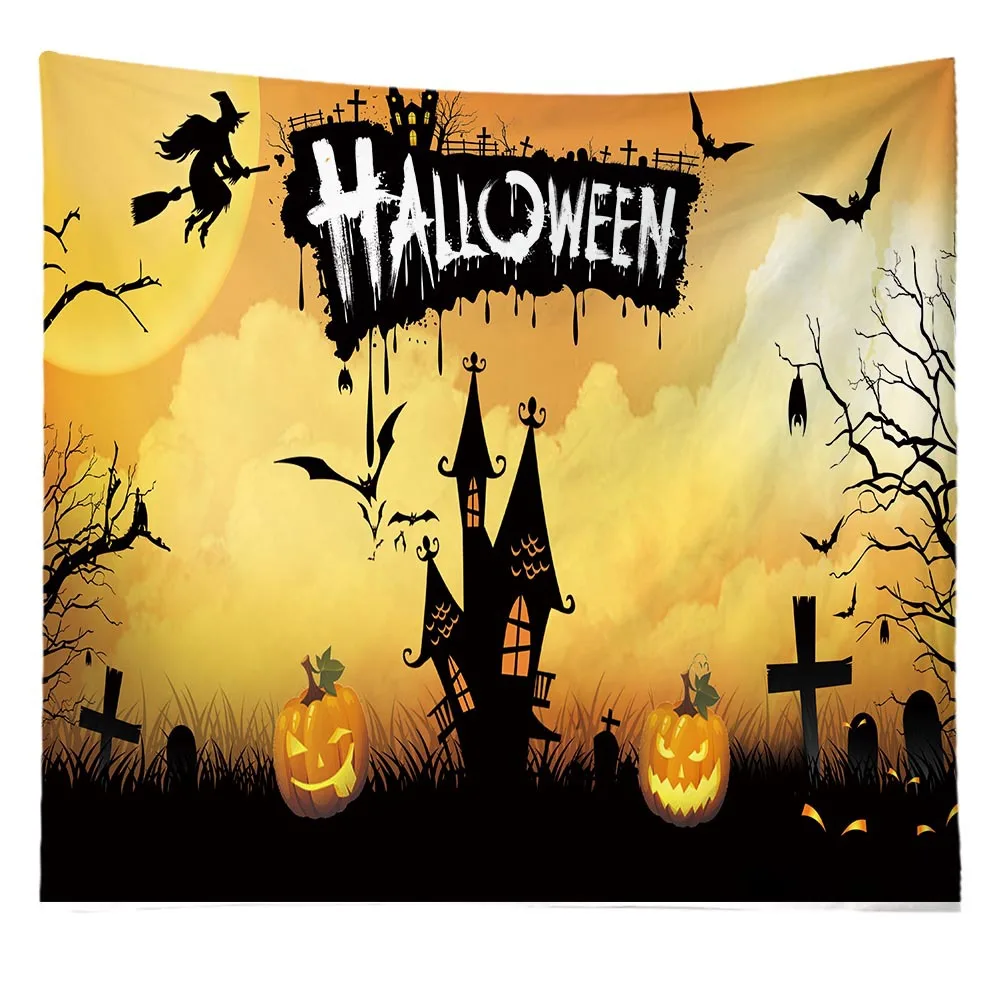 Гобелен с хеллоуинской тематикой ведьма Гуль Квадратный Ковер на стену с рисунком настенный декоративный домашний, мебельно-декоративная ткань настенный гобелен