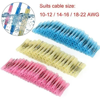 

50/100pcs Butt Splice Sleeve Heat Shrink Copper Wire Connectors Terminals 22-12AWG terminals for wire butt splice