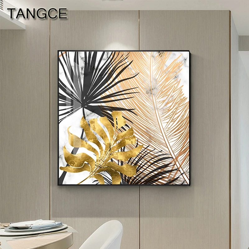 Abstract Luxury Leaves Canvas Painting Modern Wall Picture for Liviing Room Plant Print n Poster Home Decoration Art | Дом и сад