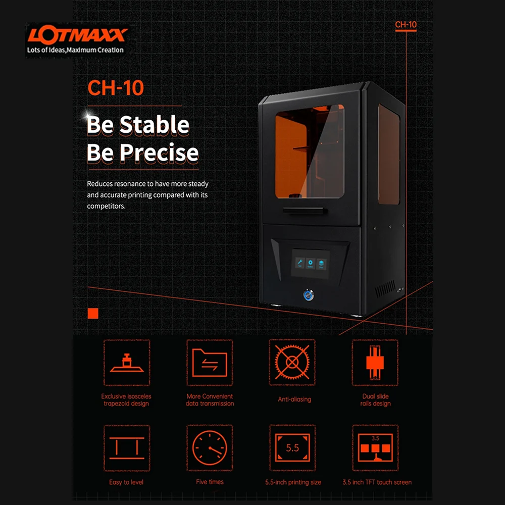 LOTMAXX CH 10 UV LCD 3D принтер собранные инновации с сенсорным экраном 3 5 дюйма высокая