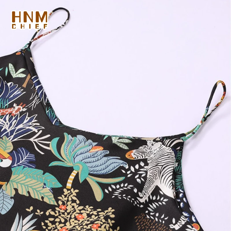 HNMCHIEF Brown Sleep Tops Slim Strappy Tank Top Sleepwear New Female Jungle Print Silk Vest Casual Women Comfy Camisole Clubwear sleepwear lingerie