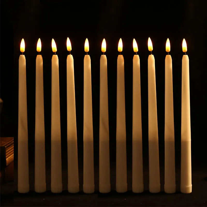 

Pack of 24 Yellow Flickering Battery Taper Candles,28 cm Amber LED Flameless Electronic Candlestrick For Window Party, Holiday