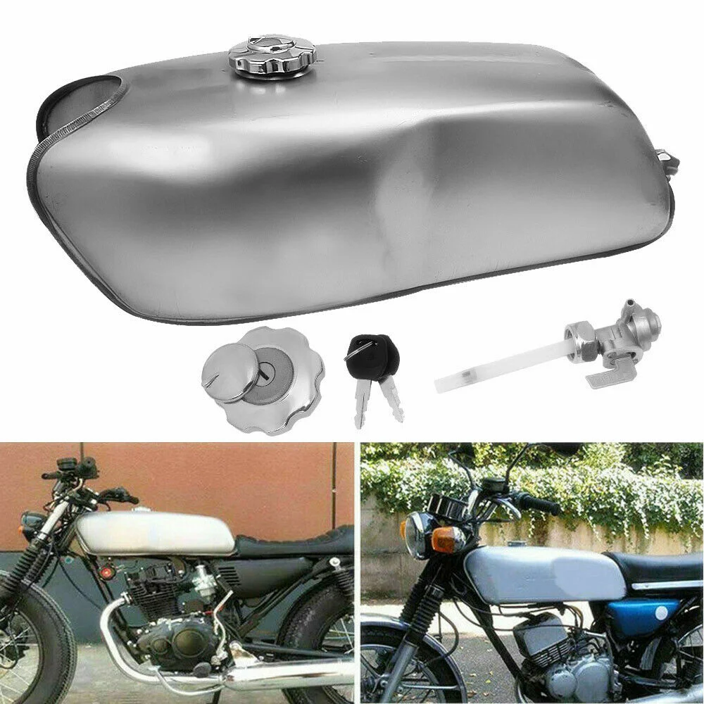 

Motorcycle Universal Unpainted Cafe Racer Gas Fuel Tank 9L 2.4 Gallon For BMW Honda Yamaha Suzuki