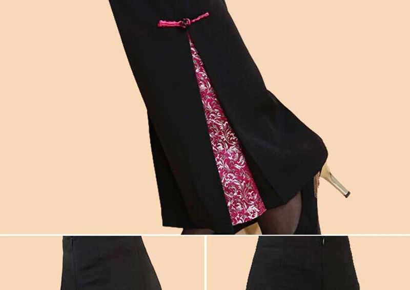Middle-aged Tang suit pants брюки женские women's pants embroidered trousers ladies wide leg high waist pants