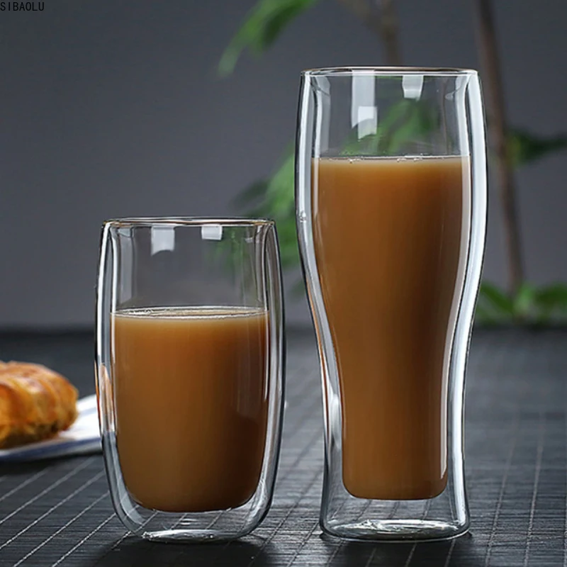 

Heat Resistant Double Wall Glass Coffee Tea Cups And Mug Qith Double Bottom Clear Beer Wine Glass Cup 80/180/240/250/350/450ml