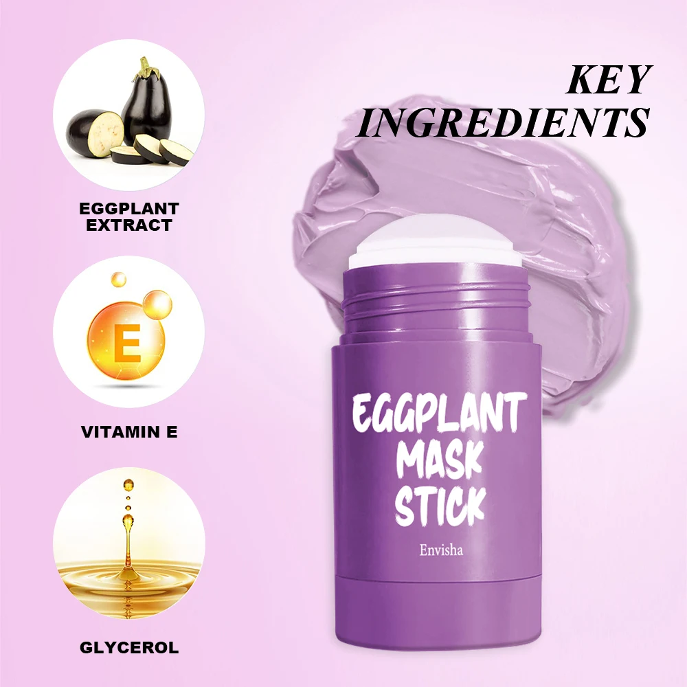 Eggplant & Green Tea Kaolin Clay Facial Mask - Acne-Fighting, Anti-Aging & Deep Hydration Formula