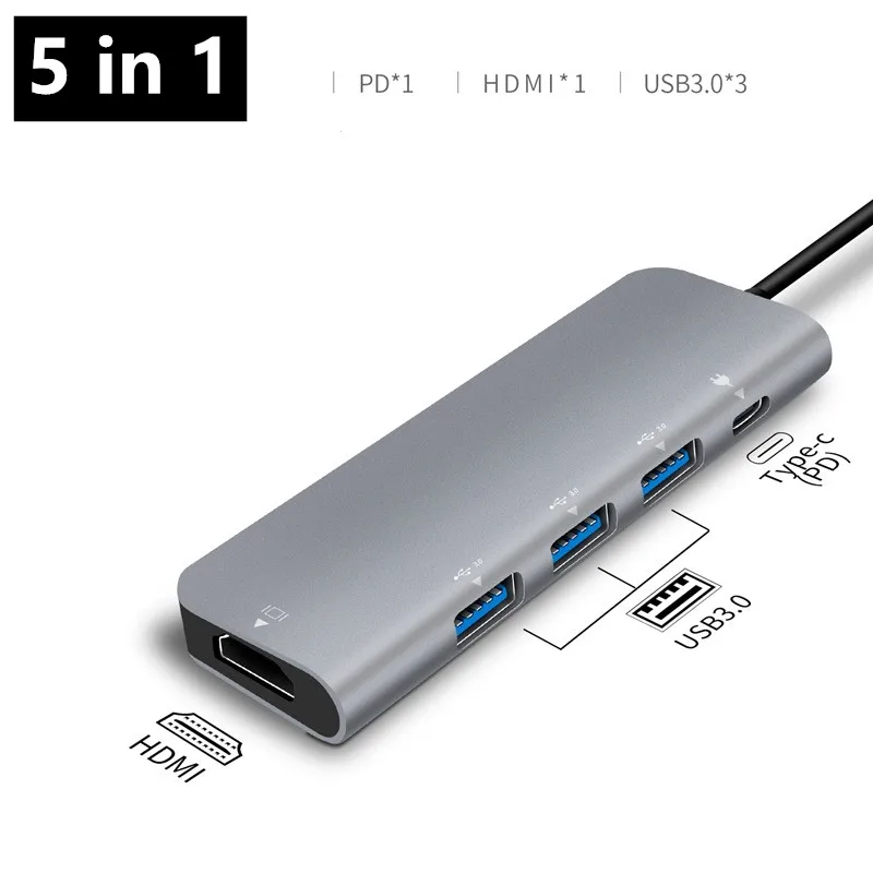 Veggieg USB C концентратор, 9 в 1 USB C адаптер с 4K HDMI, USB 3,0 порты, TF/SD кардридер, и PD для MacBook Pro //