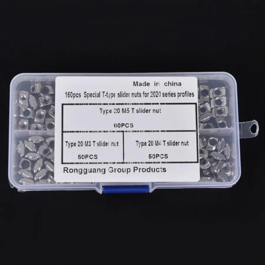

160pcs T Slot Sliding Nut Fastener Hardware M3 M4 M5 for 2020 Aluminum Profiles Cap Nut