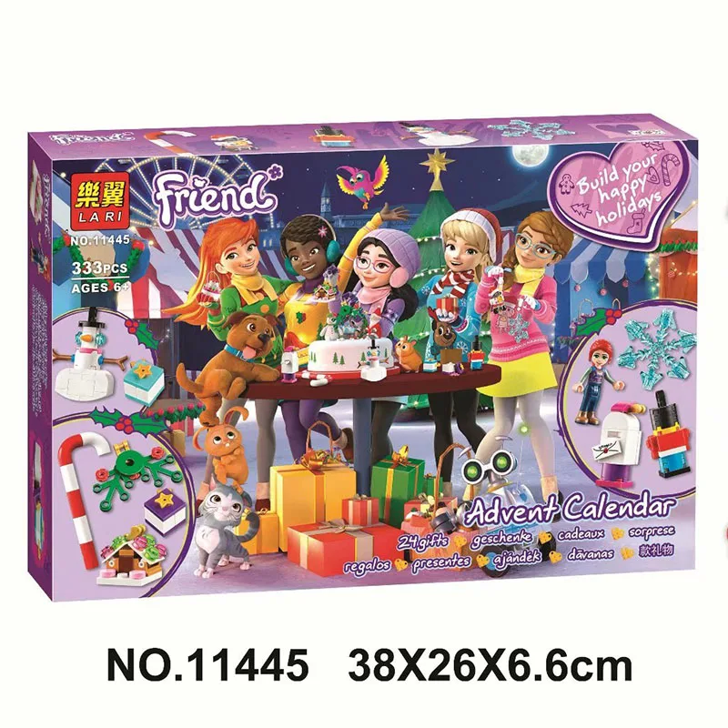 

2019 NEW Bela 11445 333pcs Friends Girl series Advent Calendar Building Blocks Bricks Kids Toys Christmas Gift 41382