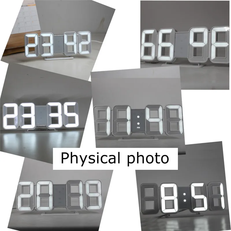 3D светодиодный цифровой Повтор будильника для спальни, настенные Подвесные часы, 12/24 часовой календарь, термометр, домашний декор