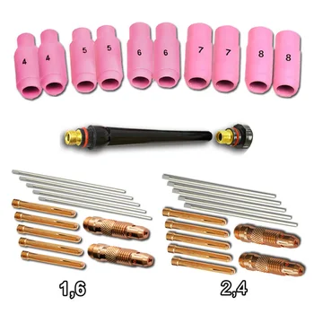 

Tig Gas Nozzles Clamping Sleeves Burner Cover Tungsten Electrodes Consumables