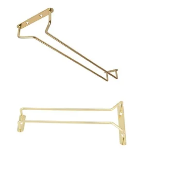 

27CM Gold Wire Hanging Rack Under Cabinet Stainless Steel Stemware Hanging Cup Holder Single Row Bronze Kitchen Accessories