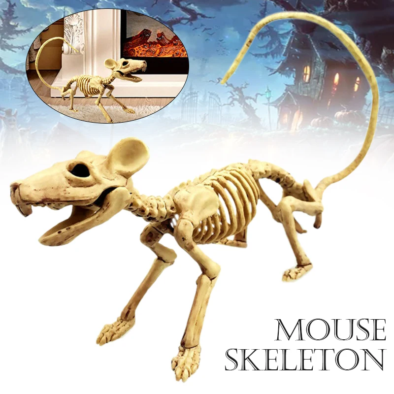 

Halloween Creepy Mouse Skeleton Decor Plastic Rat Mice Bones Horror Joke Prop for Halloween Party Bar Home Craft Decor Supplies