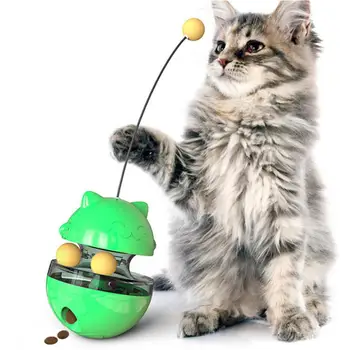 

DishyKooker Lucky Cat Head Swinging Leaking Food Ball Dog Tumbler Funny Stick Toy Artifact Pet Accessories