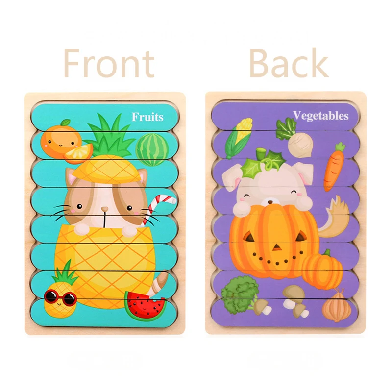 Kids Animal 3D Wooden Puzzle Montessori Toy Double 18 He325bebb9247425192253c29cb871deeu