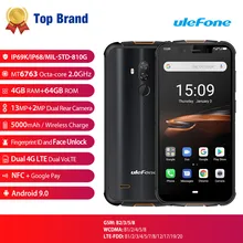 Ulefone Armor 5S IP68 4G Globel Version Smartphone 13MP+8MP Android 9.0 5000mAh Otca-core 4GB+64GB Wireless Charge Mobile phone