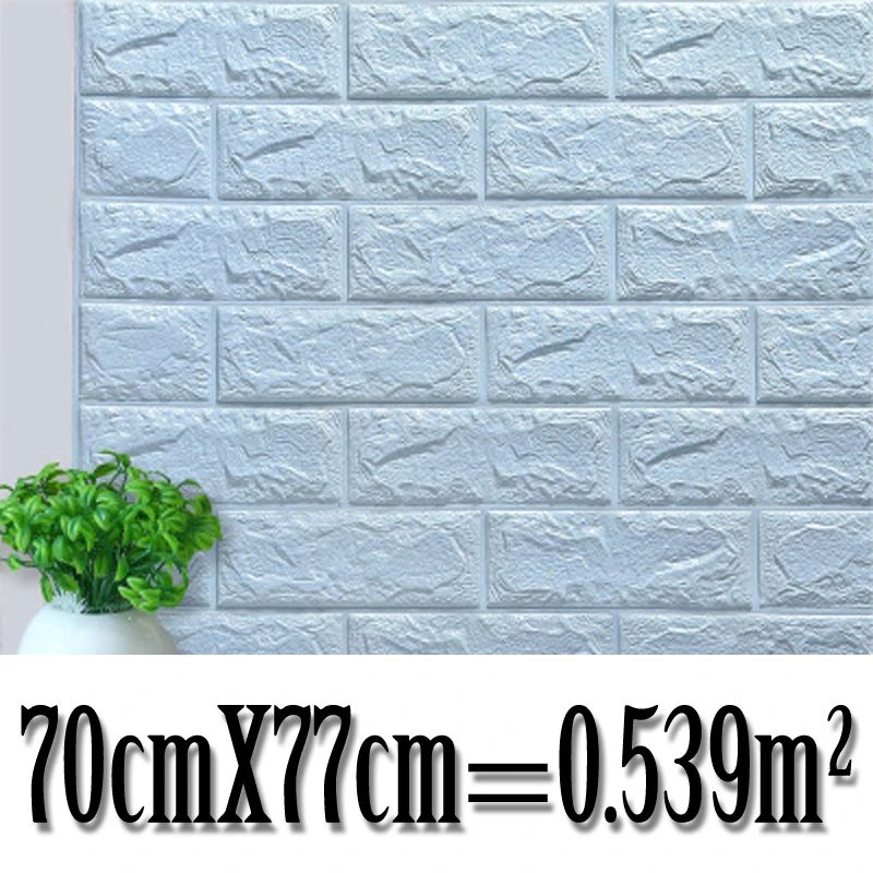Light Blue-C 3D Brick Wall Stickers Living Waterproof Foam Room Bedroom DIY Adhesive Wallpaper Art 70x77 cm home Wall Decals - Цвет: Light Blue-C