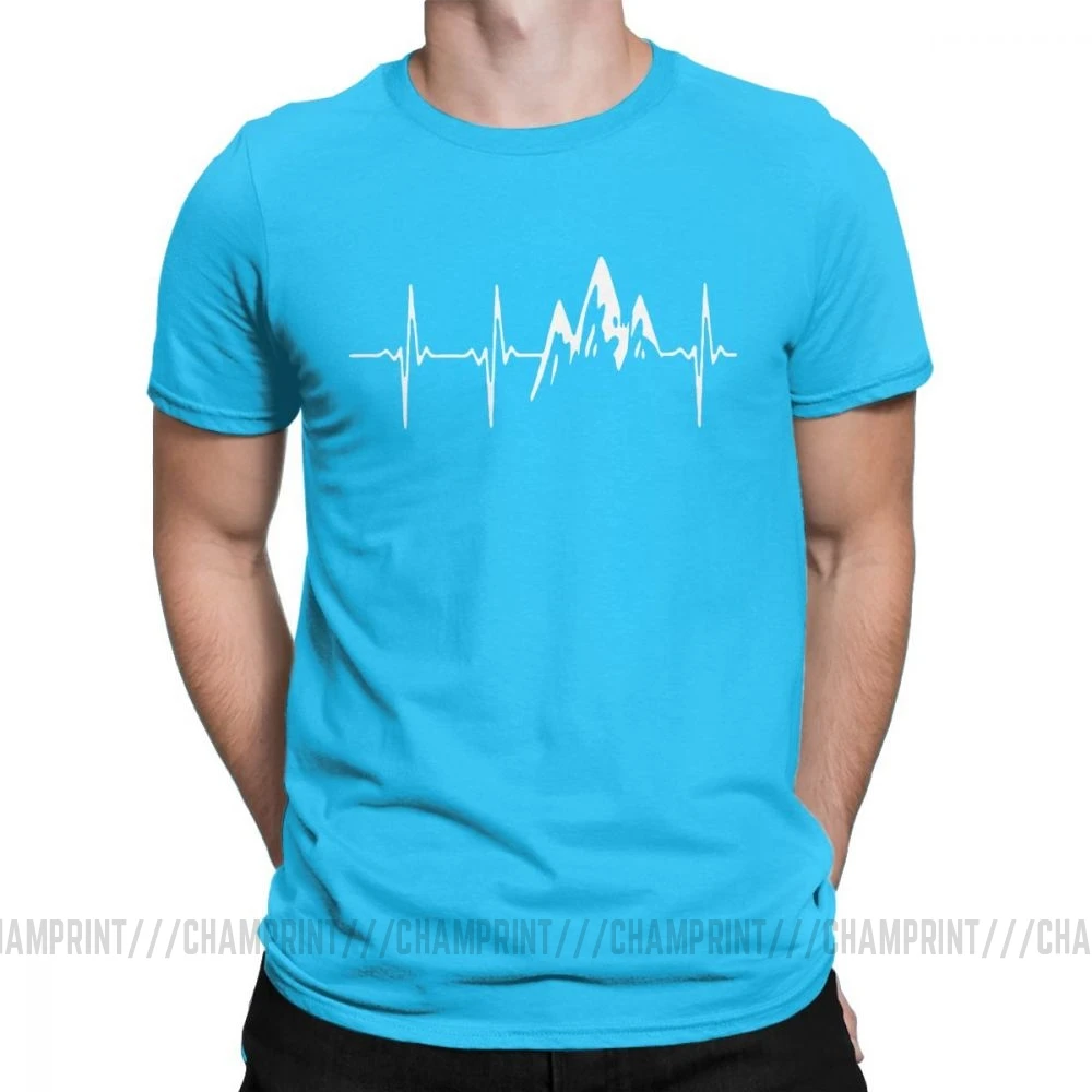 Маунтин в моем сердцебиении футболка для мужчин для пеших прогулок футболка для альпинизма Забавные футболки с графикой Crewneck хлопковая одежда подарок - Цвет: Королевский синий