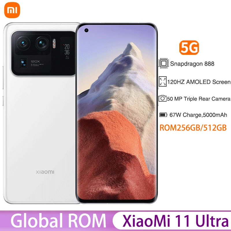 Original Global ROM Xiaomi Mi 11 Ultra 5G 12GB+256GB Smartphone Snapdragon 888 50MP Camera 2K AMOLED Screen 67W 5000mAh NFC