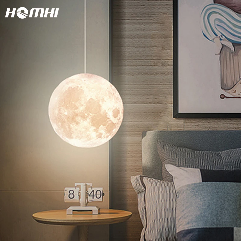 Moon Pendant Light Globe Bedside Lamp Shade Bedroom Deco Chambre Fille Bebe Creche Chandelier Children Planetarium Kids Hpd 049 Pendant Lights Aliexpress