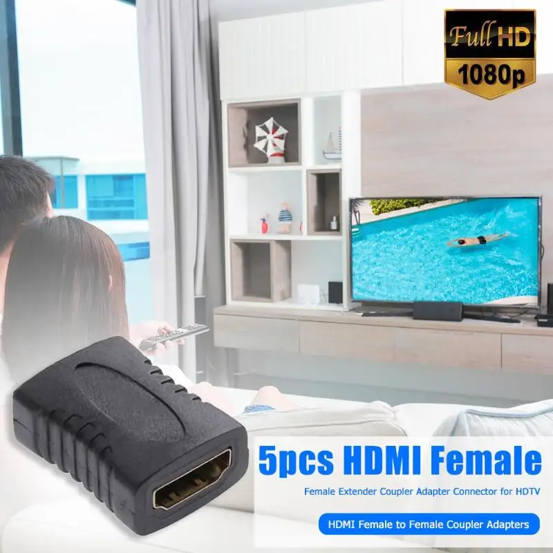 5 шт. HDMI Расширенный адаптер высокоскоростной 1080P HDMI Женский позолоченный интерфейс ПВХ внутренняя изоляция муфта