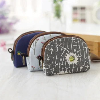 

QQD Cute Cartoon Canvas Coin Purse Bag Mini Semicircle Betl Bag Women's Printing Card Bag Causal Travel Wallet for Girl Fashion