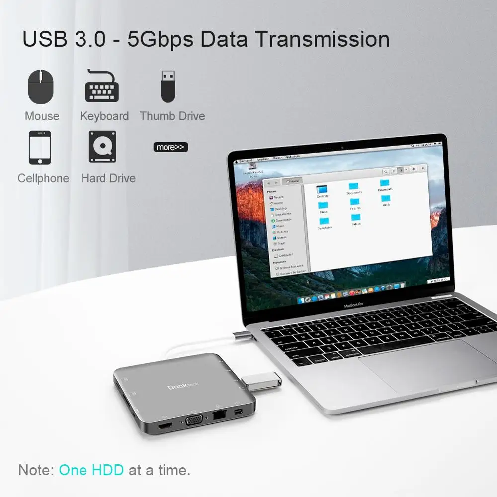 Многопортовый концентратор USB C многопортовый Type 11 в 1 Совместимость с Thunderbolt 3