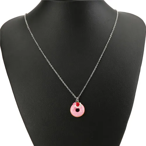necklace 1 пара много стилей Милая Смола пончик имитация десерты еда серьги и колье для детей подарок на день рождения женщины ювелирные изделия - Окраска металла: necklace