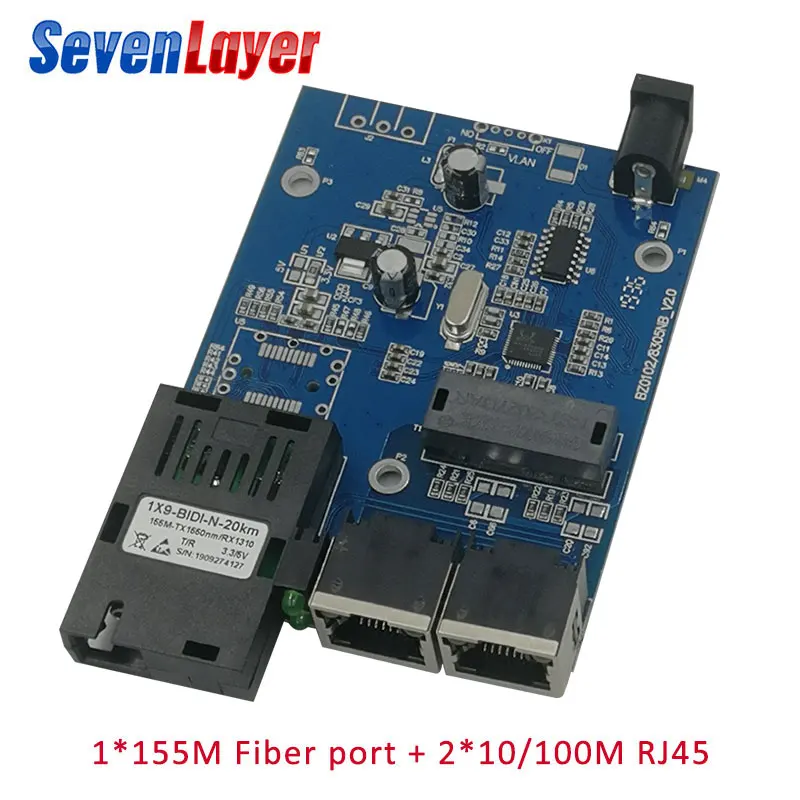2 RJ45 1 SC 10/100M быстрый Ethernet коммутатор 20 км волоконно-оптический медиаконвертер одномодовый волоконный порт печатной платы 10 штук