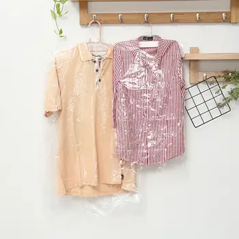 

Transparent Plastic Clothes Dust Cover Coat Waterproof Bag And Shop Bag Disposable Hanging Dry Cleaning Clothes Dustproof S2A1