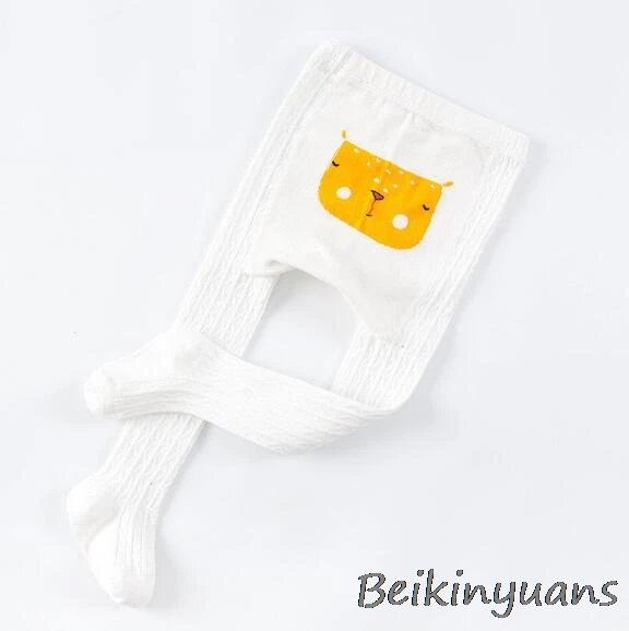 Large PP white Детские хлопковые колготки на весну и осень, детские колготки в Вертикальную Полоску с бантом, детские колготки - Цвет: Large PP white