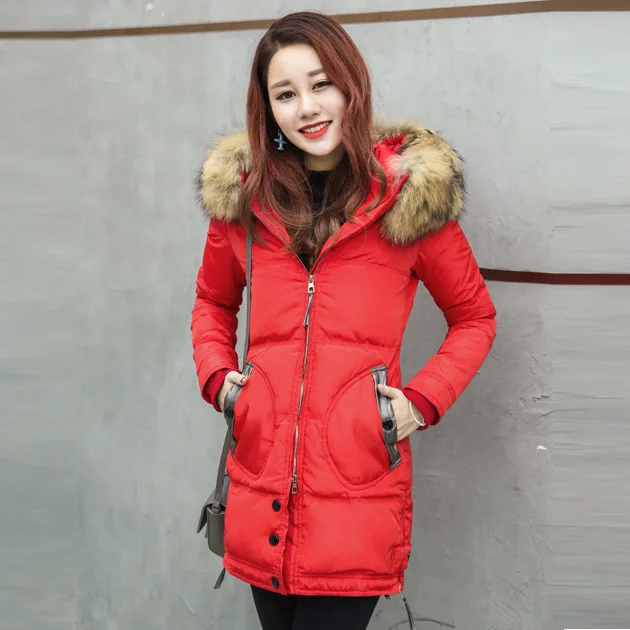 Down Jacket Women's Mid-length Winter Hot Selling Korean-style Thick Warm Mink Fur Collar down Jacket a Generation of Fat