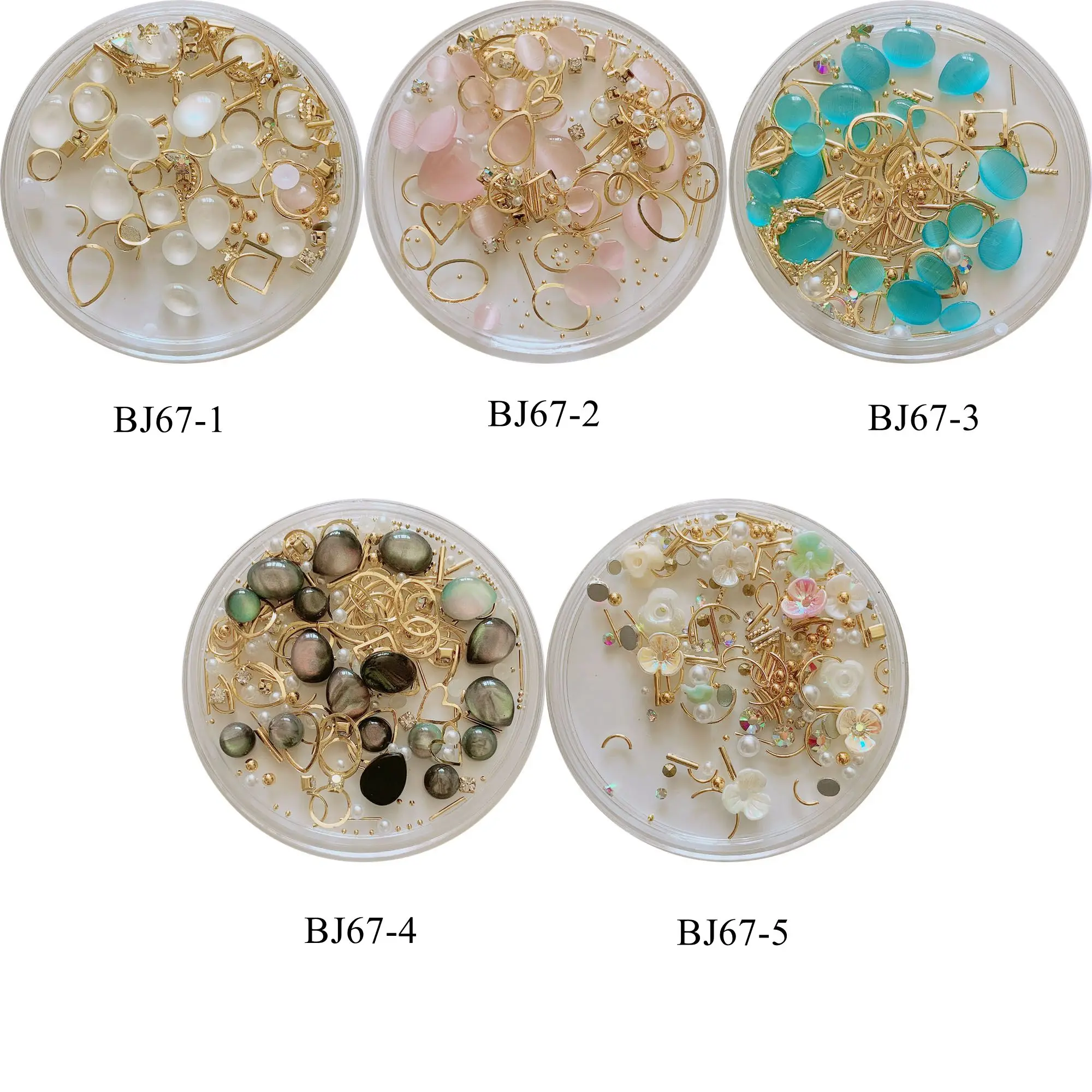 1 Jar Nail Art Mix Decorations Stone and Flower mixed with metal stud in jars BJ67 | Красота и здоровье