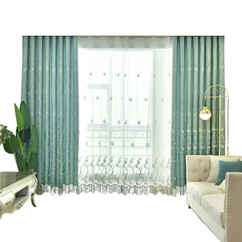 

New Chenille Relief Embroidery Shading Curtains for Living Dining Room Bedroom Polyester / Cotton Blackout Curtains