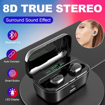 

3500mAh LED Wireless Earphones Bluetooth 5.0 wireless headset HD Call Waterproof Earbuds Sport Earphone with Wireless Charger
