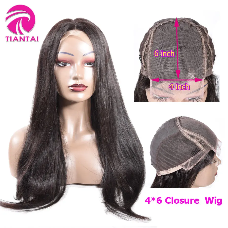 28 inch wig Straight 4x6 Lace Closure Wigs  Human Hair Lace Wig Brazilian Remy U Part Wig for Woman  Bleached Knot 150 Density