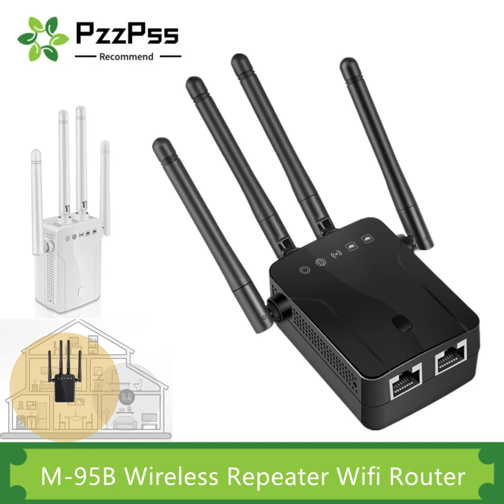 PzzPss Wireless M-95B Repeater Wifi Router 300M Signal Amplifier Extender 4 Antenna Router Signal Amplifier For Office Home high power wifi extender