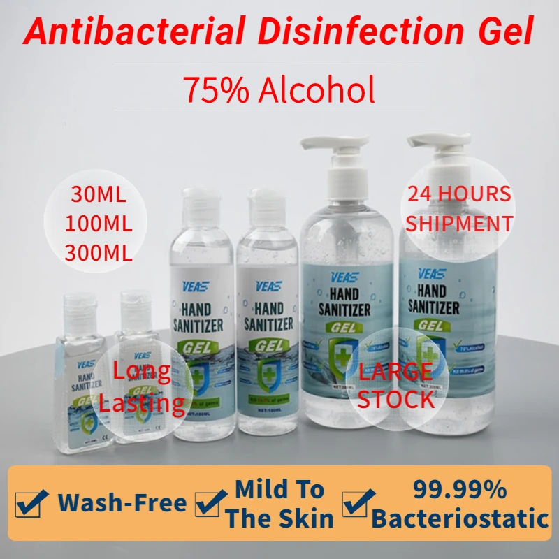 

Protable 75% Alcohol Disinfection Hand Sanitizer Gel Liquid Disposable No Clean Waterless Antibacterial Hand Wash Gel