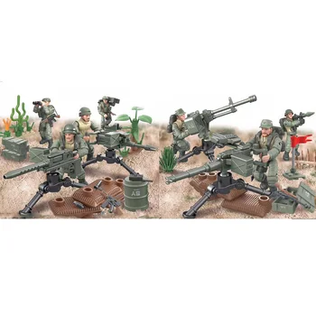 

1965 Vietnam world war military mega block Battle of Ia Drang scenes army action figures weapon machine gun building bricks toys