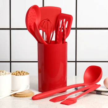 

Silicone Cooking Utensil Set Cooking Heat Resistant Kitchen Non-Stick Cooking Utensils Kitchen Baking Tools with Storage Box