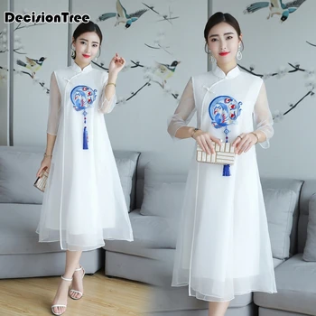 

2020 asian clothing ao dai vietnam traditional qipao women aodai dress chinoise modern cheongsam flower print aodai