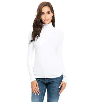 

Womens Basic Solid Color Slim Fit Long Sleeve Crewneck Pullover Tops Autumn Winter Casual Fashion Everyday