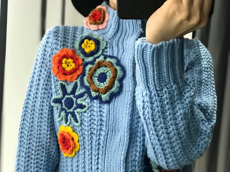Кардиган Feminino шерсть Новое пончо настоящая вышитая абзац женский Женская Двойная Цепочка звено забор воротник японский