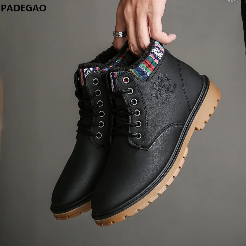 

2019 winter new men's shoes high to help solid color cotton boots warm non-slip casual shoes Martin boots men #54