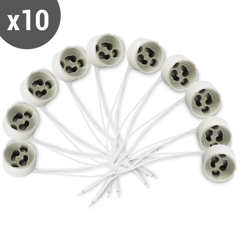 GU10 Lamp Holder With 11cm 12*0.18mm² Silicone Wire 100pcs/Bag | Лампы и освещение